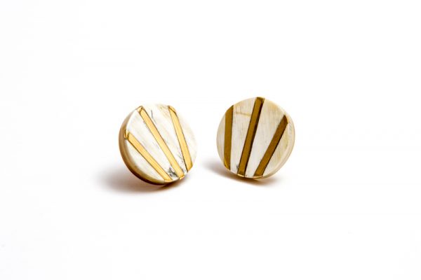 Horn and brass ear studs