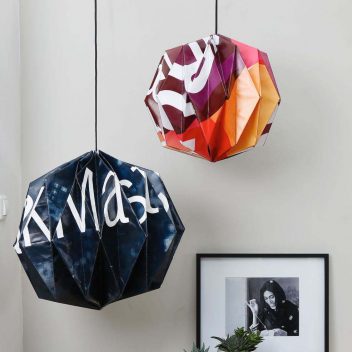 WasteStudio Amber origami lampshades