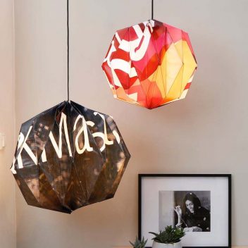 WasteStudio Amber origami lampshades