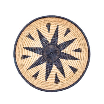 MANAVA - zarava tray platter basket indigo-blue hand-woven rattan